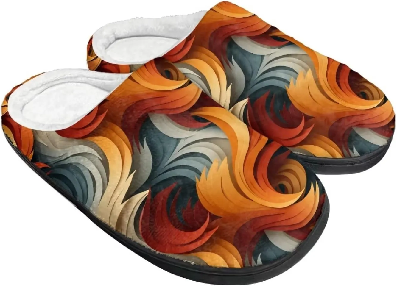 Womens Ladybug Cozy&Warm Printed Slipper with Dog Geometry Grippers Cozy and Fun House Slippers for Women