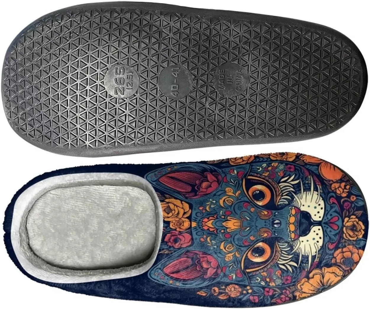 Womens Ladybug Cozy&Warm Printed Slipper with Dog Geometry Grippers Cozy and Fun House Slippers for Women