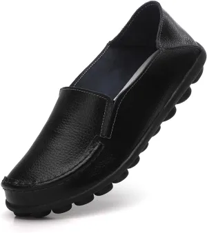 Women's Leather Loafers Comfortable Flat Shoes