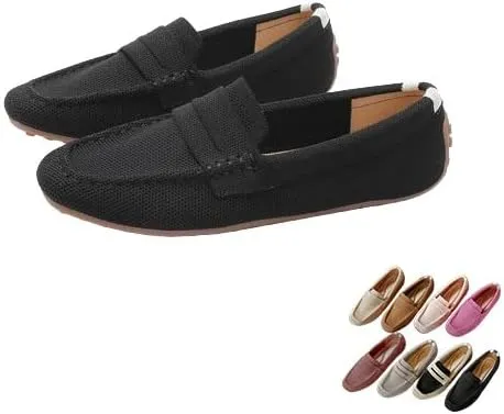 Women’s Lightweight Knit Loafers Driving Loafer,Slip On Flat Boat Shoes Flat Bottom Breathable Loafer Shoes