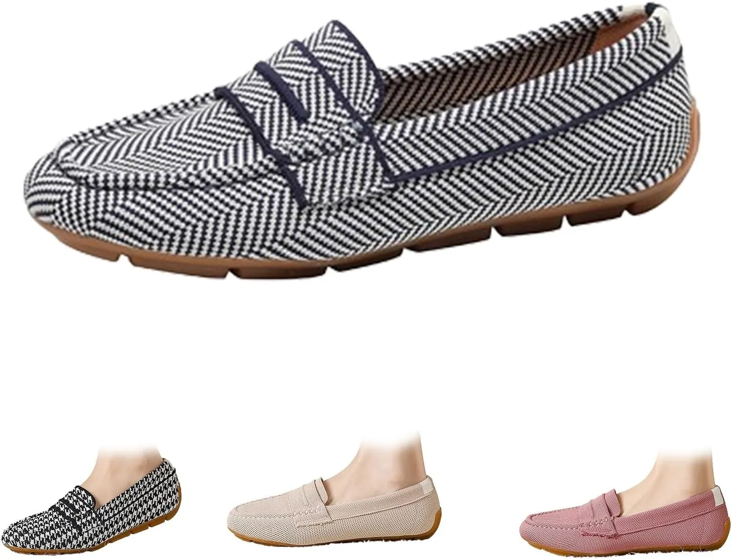 Women’s Lightweight Knit Loafers,Women's Knit Loafers Slip on Business Casual Flat Shoes