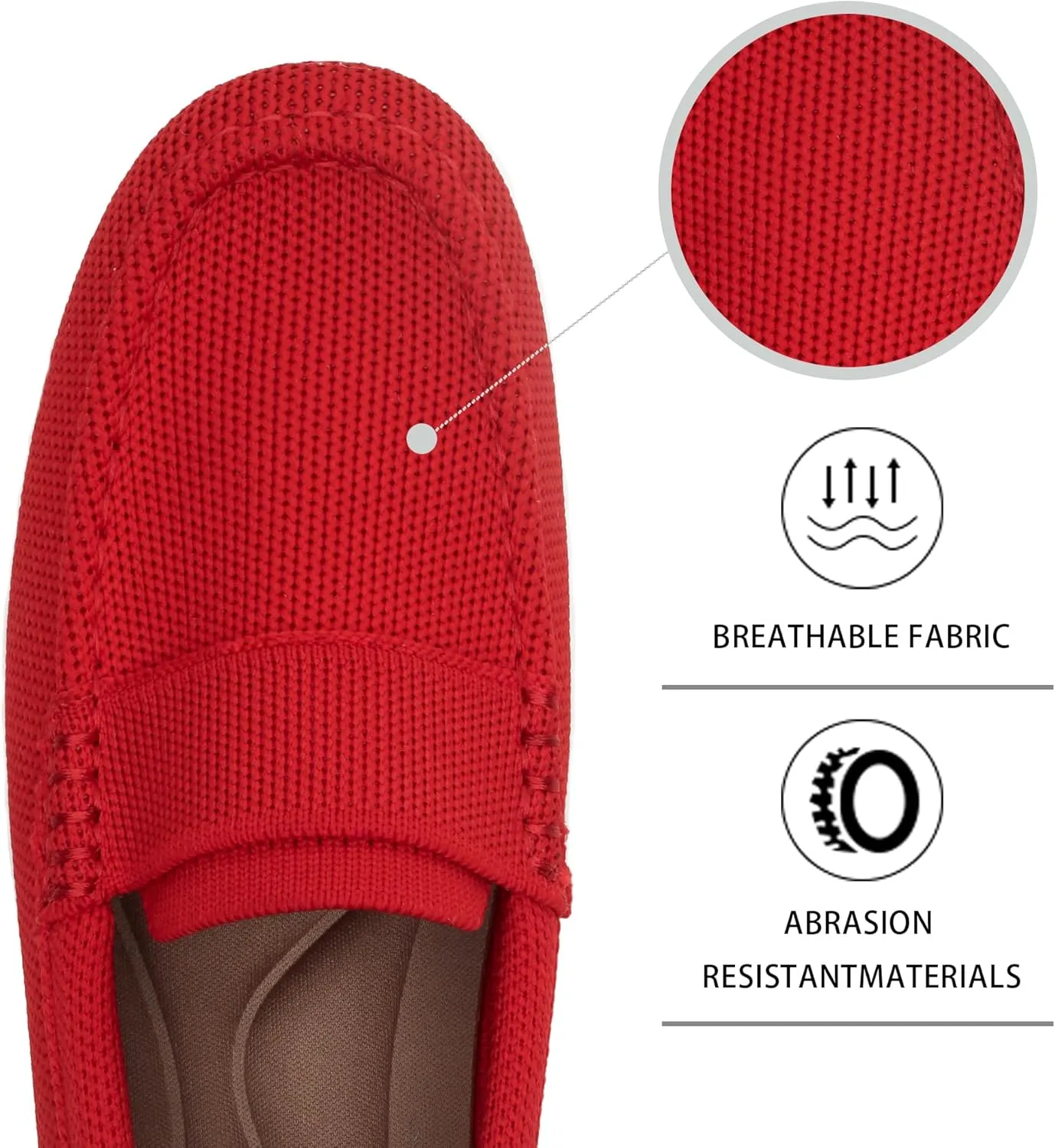 Women's Lightweight Knitted Loafers Casual Flat Shoes Comfortable Boat Shoes Flat Bottomed Breathable Shoes