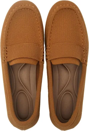 Women's Lightweight Knitted Loafers Casual Flat Shoes Comfortable Boat Shoes Flat Bottomed Breathable Shoes