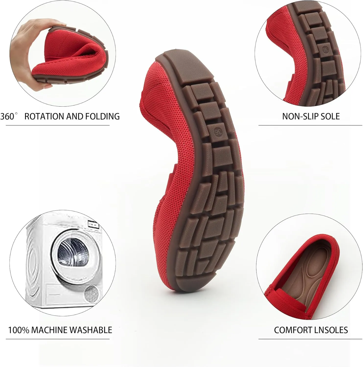 Women's Lightweight Knitted Loafers Casual Flat Shoes Comfortable Boat Shoes Flat Bottomed Breathable Shoes