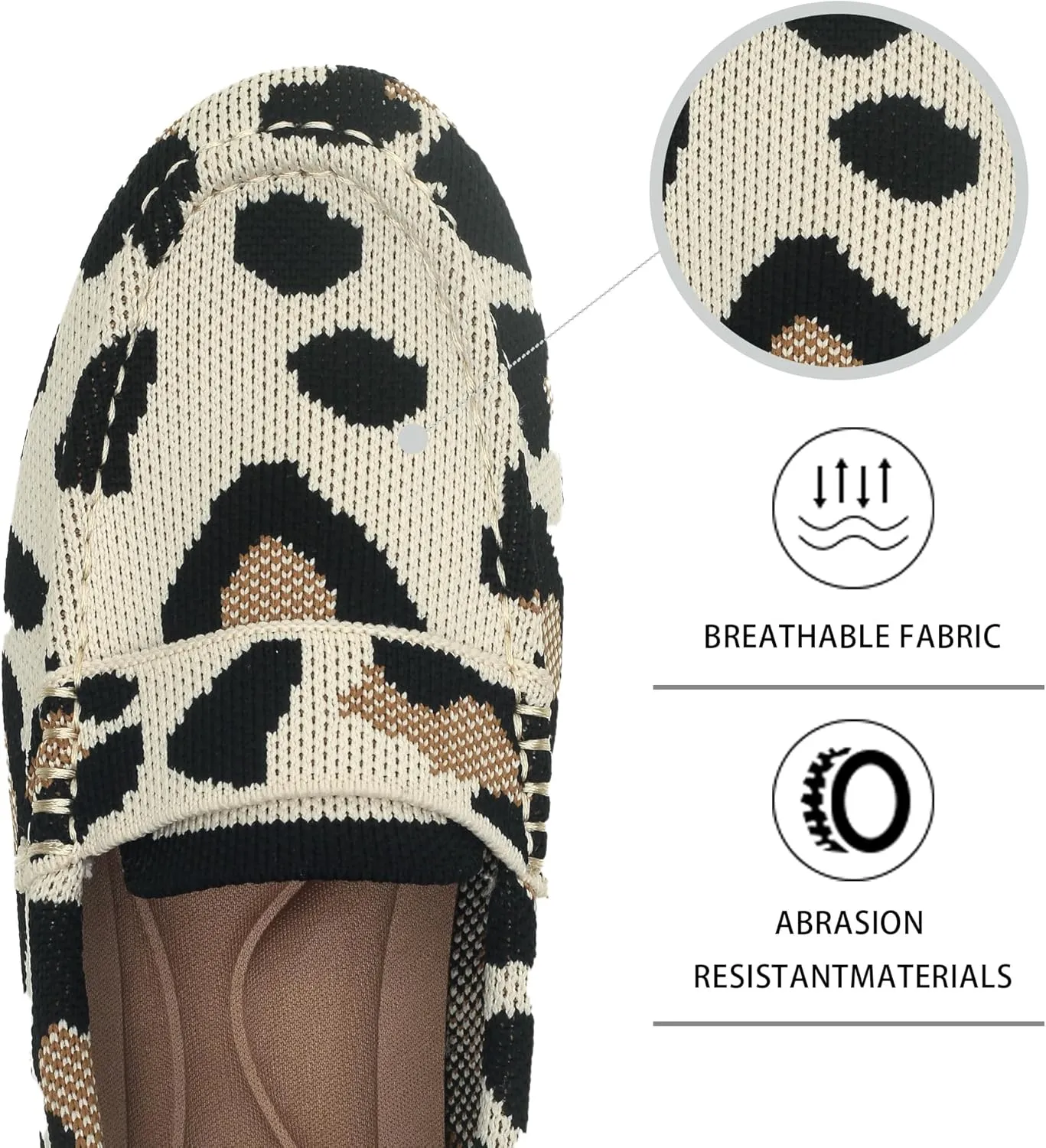 Women's Lightweight Knitted Loafers Casual Flat Shoes Comfortable Boat Shoes Flat Bottomed Breathable Shoes