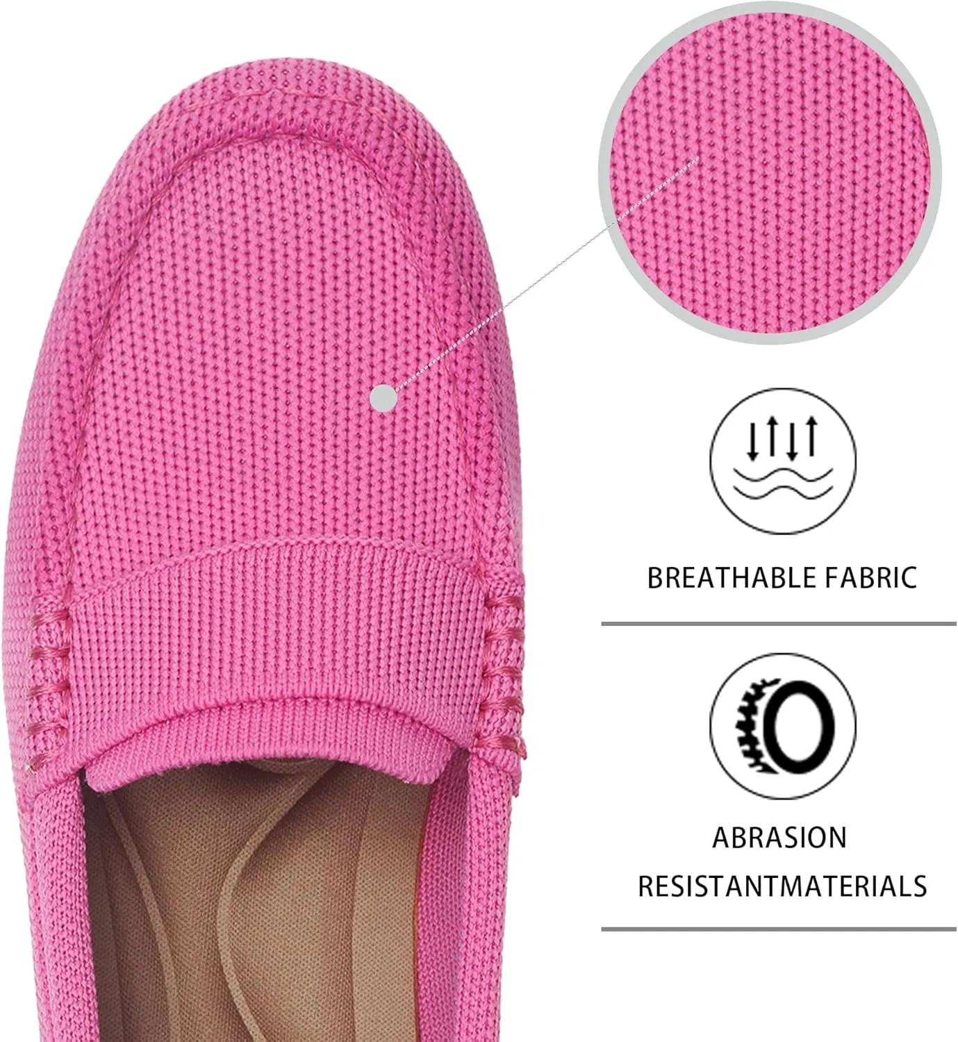 Women's Lightweight Knitted Loafers Casual Flat Shoes Comfortable Boat Shoes Flat Bottomed Breathable Shoes