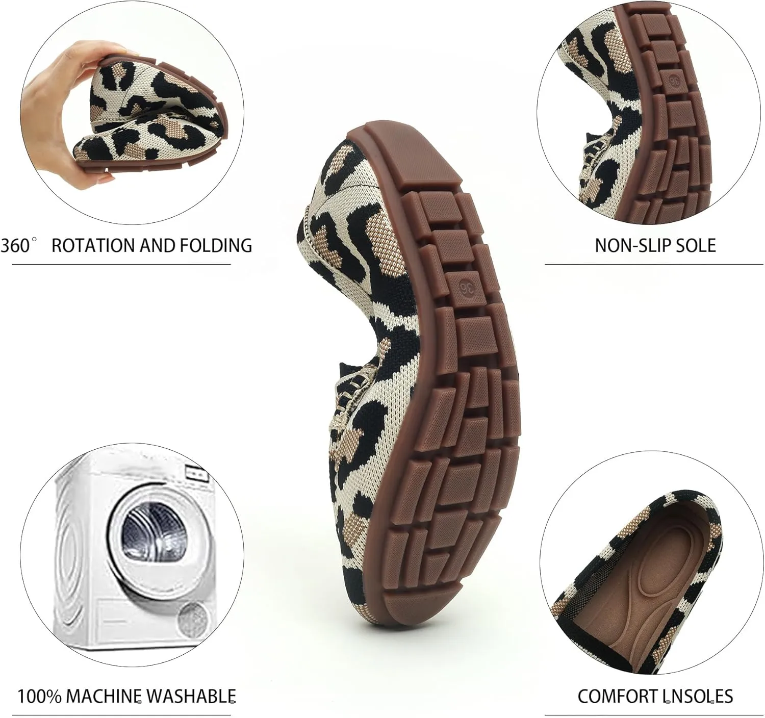 Women's Lightweight Knitted Loafers Casual Flat Shoes Comfortable Boat Shoes Flat Bottomed Breathable Shoes