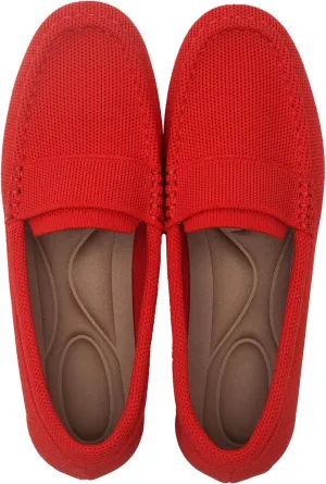 Women's Lightweight Knitted Loafers Casual Flat Shoes Comfortable Boat Shoes Flat Bottomed Breathable Shoes