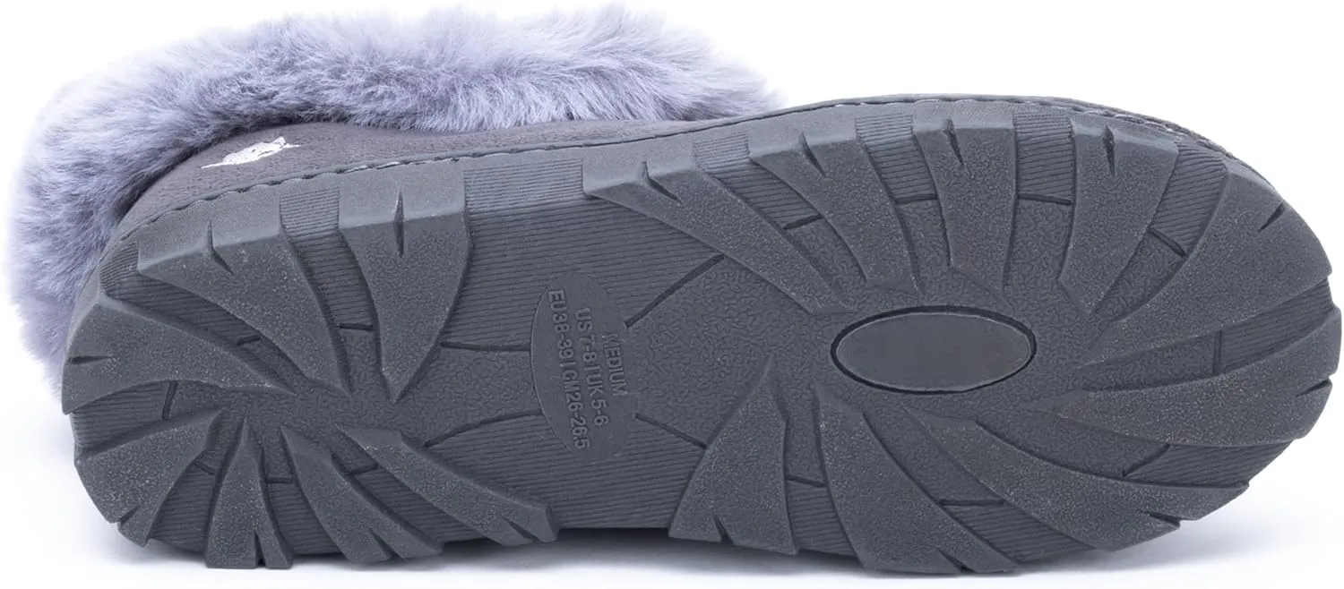 Women's Luxury Micro Suede Faux Fur Fleece Lining Slippers Bootie with Cozy High Density 80-D Memory Foam, Winter Warm Breathable Boot Slipper with Anti-Slip Indoor Outdoor Rubber Sole