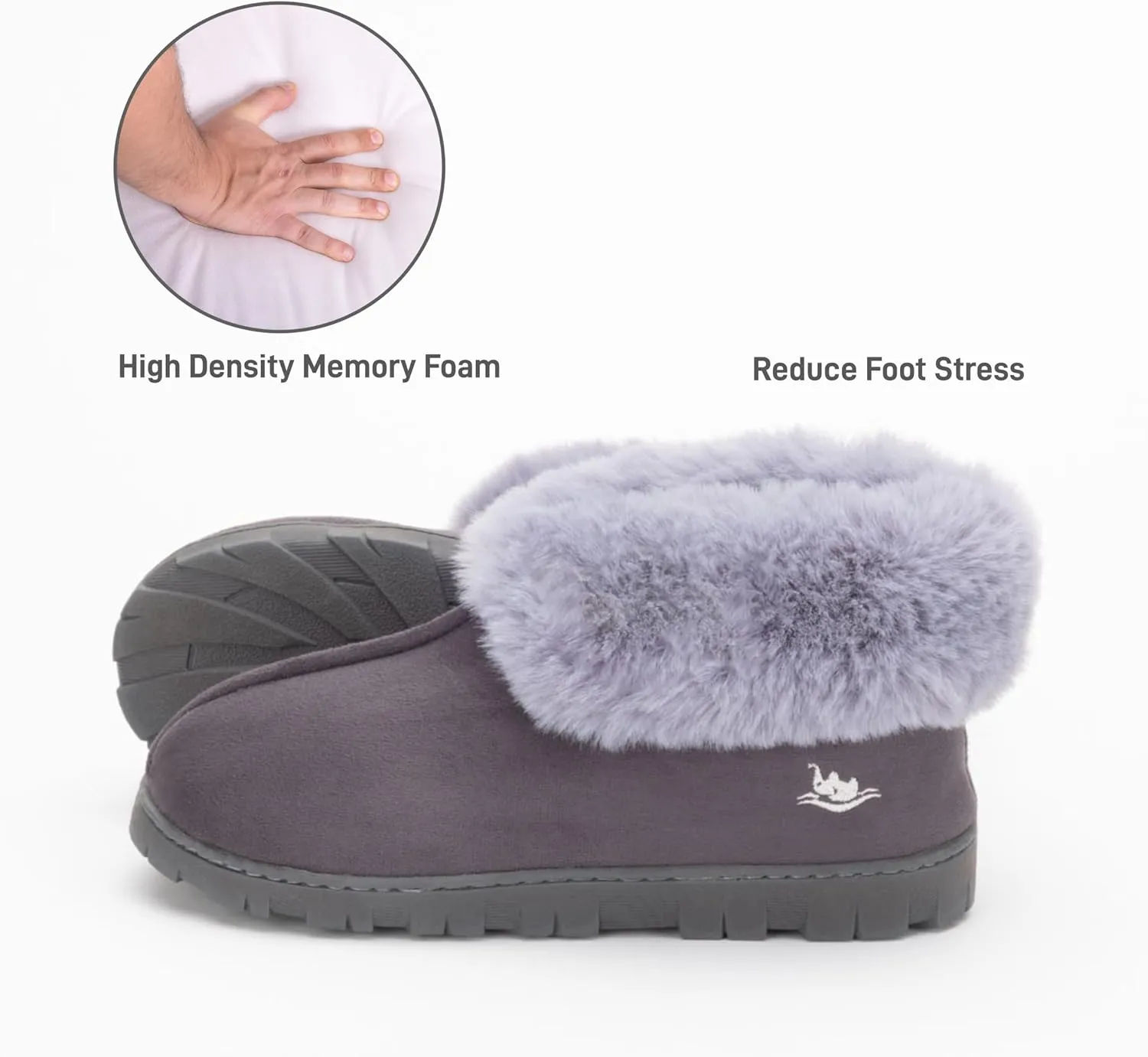 Women's Luxury Micro Suede Faux Fur Fleece Lining Slippers Bootie with Cozy High Density 80-D Memory Foam, Winter Warm Breathable Boot Slipper with Anti-Slip Indoor Outdoor Rubber Sole