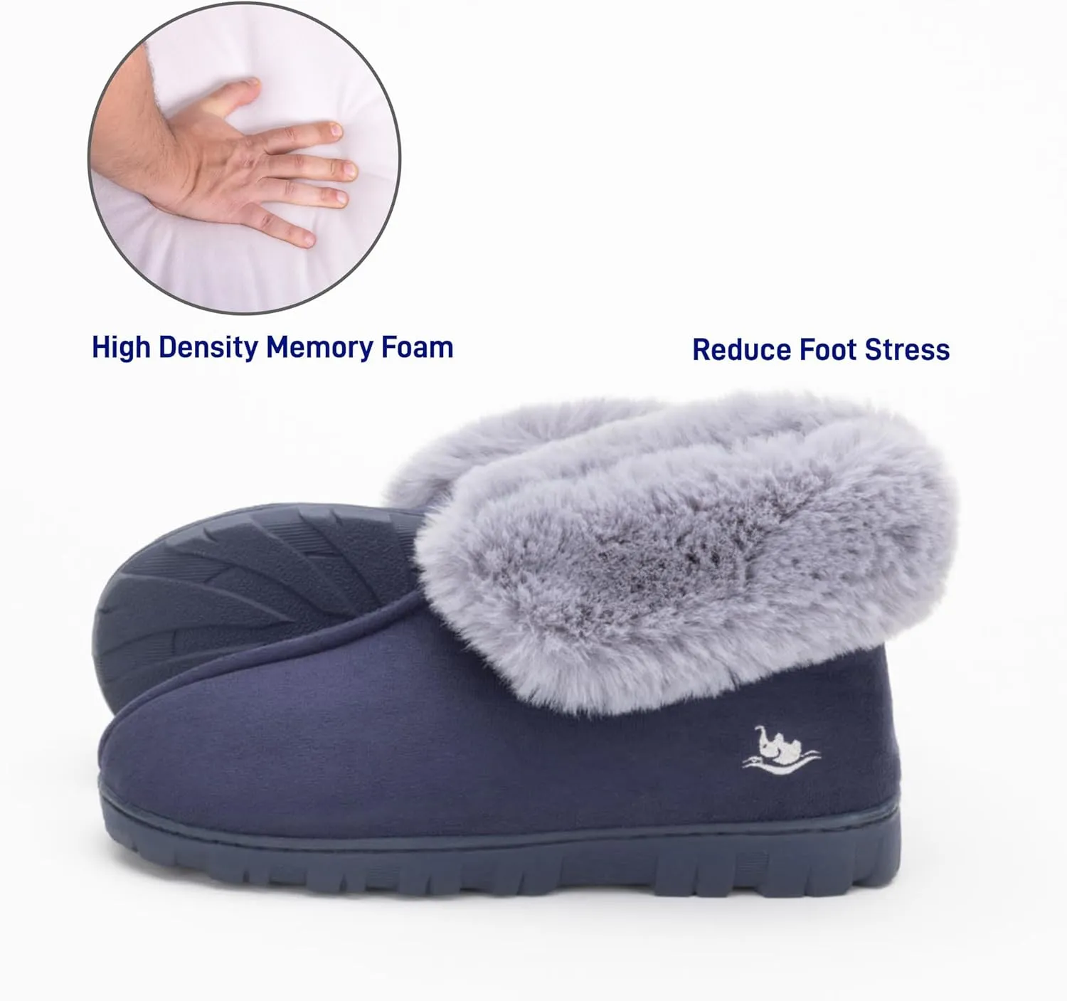 Women's Luxury Micro Suede Faux Fur Fleece Lining Slippers Bootie with Cozy High Density 80-D Memory Foam, Winter Warm Breathable Boot Slipper with Anti-Slip Indoor Outdoor Rubber Sole