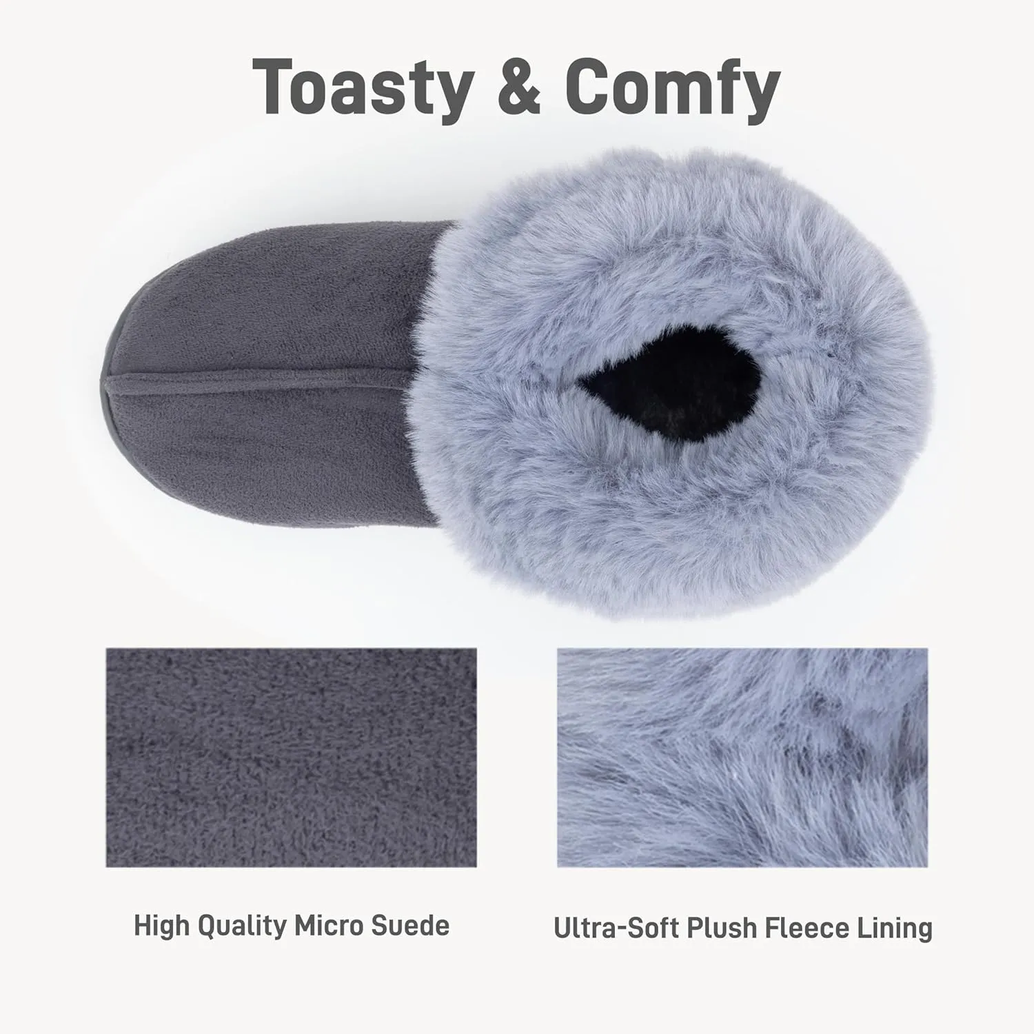 Women's Luxury Micro Suede Faux Fur Fleece Lining Slippers Bootie with Cozy High Density 80-D Memory Foam, Winter Warm Breathable Boot Slipper with Anti-Slip Indoor Outdoor Rubber Sole