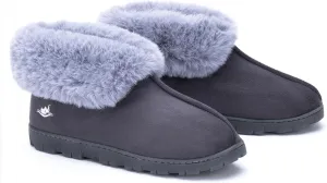 Women's Luxury Micro Suede Faux Fur Fleece Lining Slippers Bootie with Cozy High Density 80-D Memory Foam, Winter Warm Breathable Boot Slipper with Anti-Slip Indoor Outdoor Rubber Sole