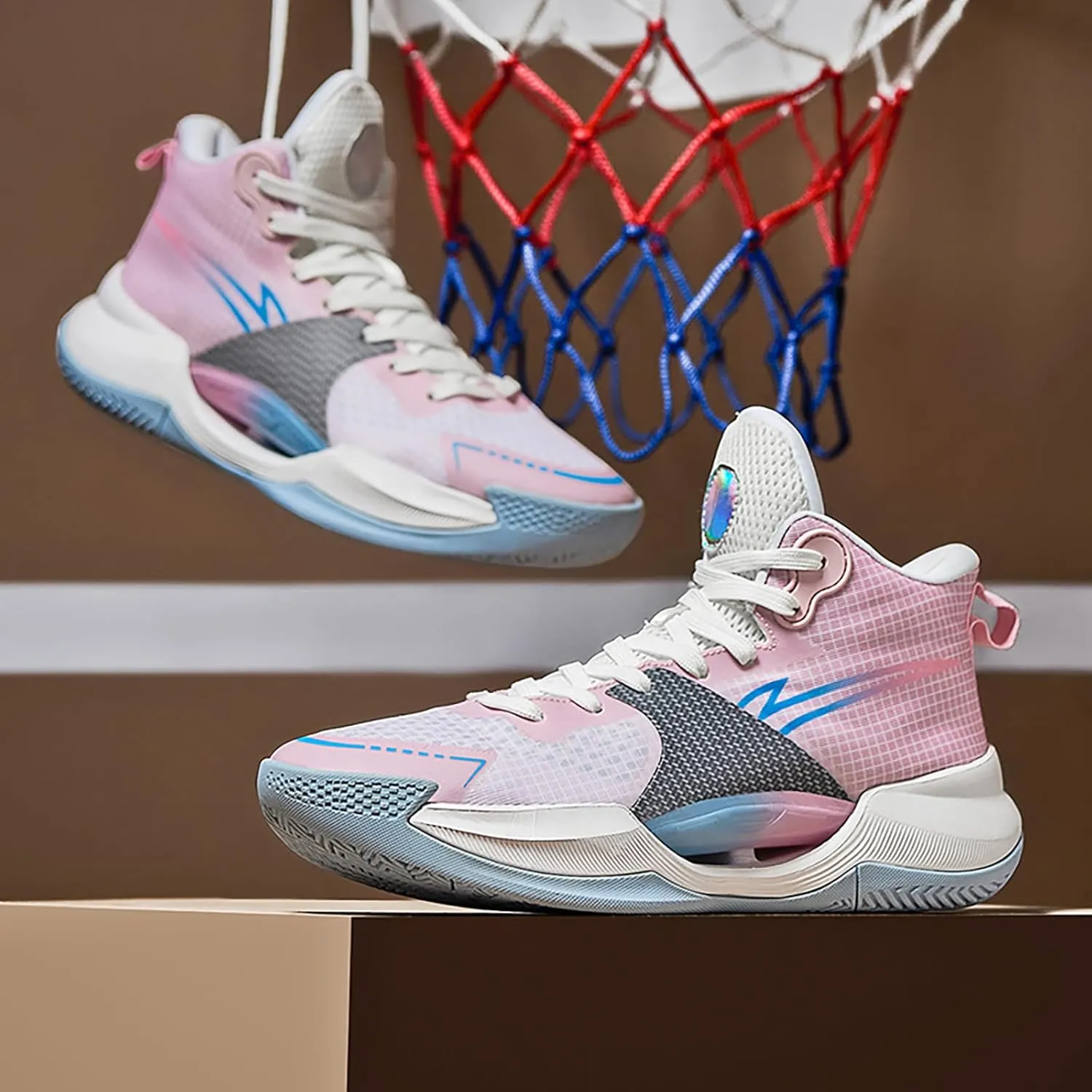 Womens Mens Basketball Shoes Fashion Athletic Sneakers Breathable Leightweight Non Slip High Top Outdoor Sport Shoe