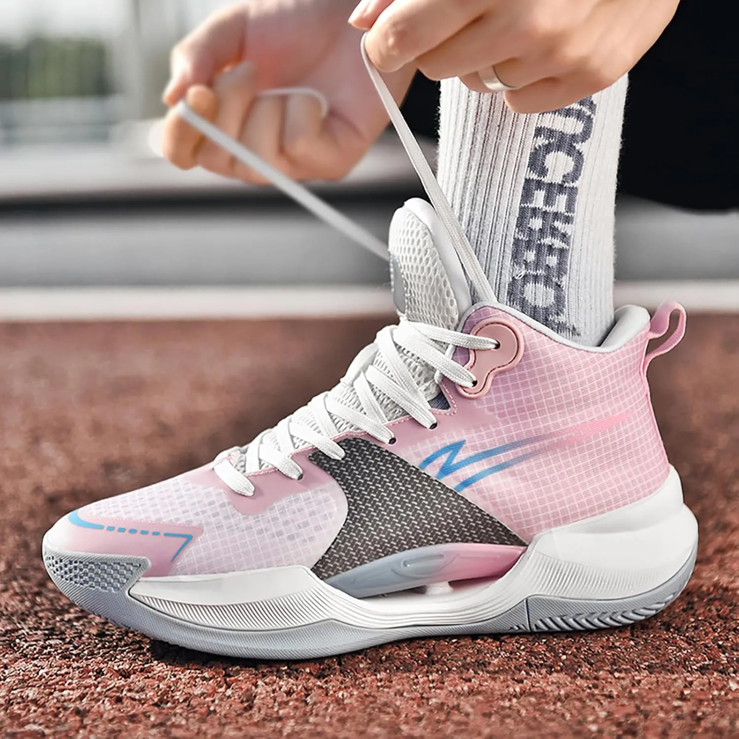 Womens Mens Basketball Shoes Fashion Athletic Sneakers Breathable Leightweight Non Slip High Top Outdoor Sport Shoe