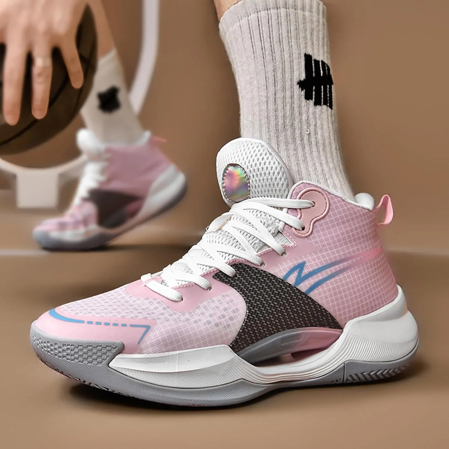 Womens Mens Basketball Shoes Fashion Athletic Sneakers Breathable Leightweight Non Slip High Top Outdoor Sport Shoe