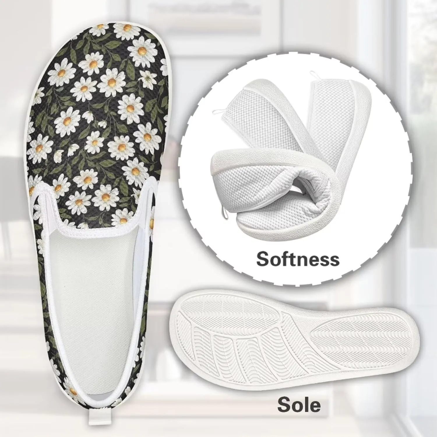 Women's Mesh Flats Shoes Breathable Slip On Casual Travel Walking Shoes Comfortable Non Slip Work Driving Flat Shoes US 6-11