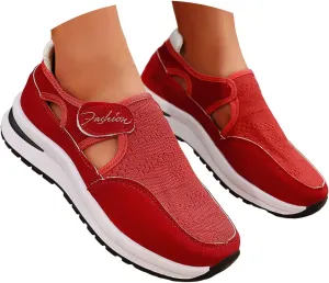 Women's Orthopedic Shoes, Casual Breathable Mesh Flat Sneakers, Low Cut Slip On Casual Summer Fashion Platform Walking Shoes