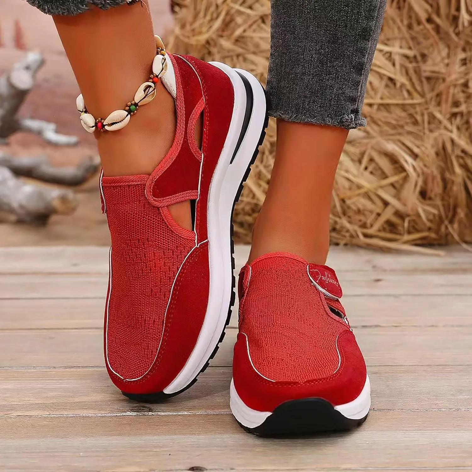 Women's Orthopedic Shoes, Casual Breathable Mesh Flat Sneakers, Low Cut Slip On Casual Summer Fashion Platform Walking Shoes