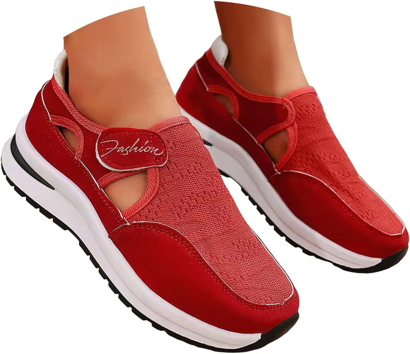 Women's Orthopedic Shoes, Casual Breathable Mesh Flat Sneakers, Low Cut Slip On Casual Summer Fashion Platform Walking Shoes