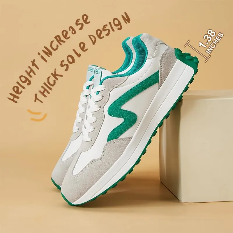 Women's Platform Retro Style Sneakers - Lace-up Classic Fashion Stylish Tennis Running Walking Shoes