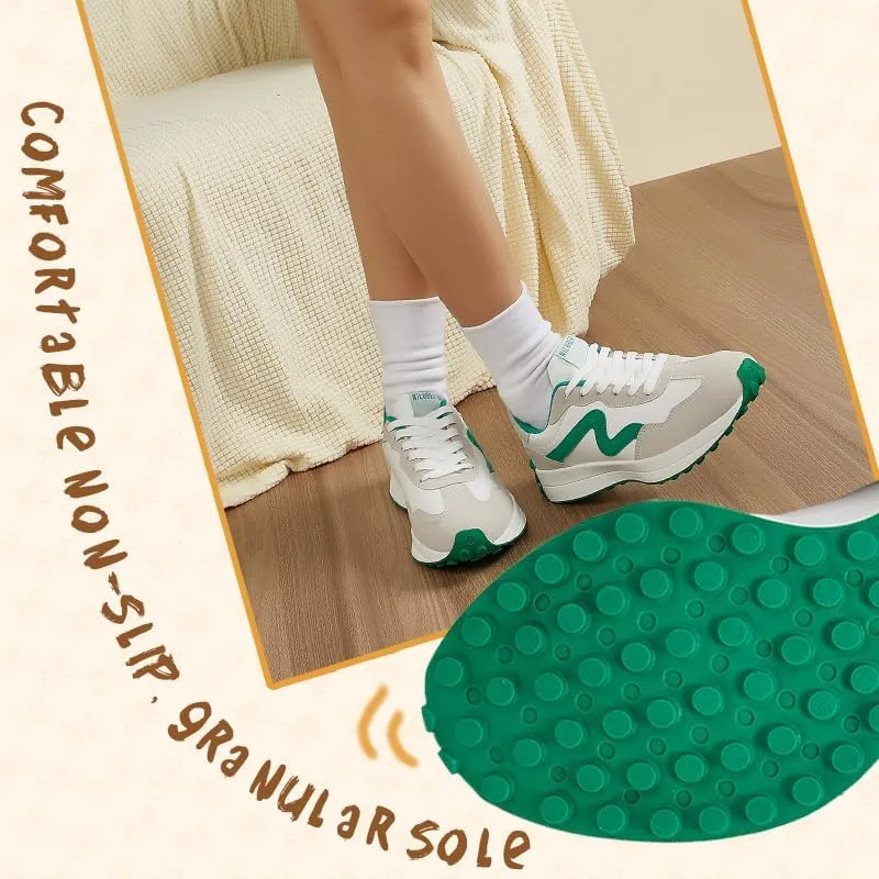 Women's Platform Retro Style Sneakers - Lace-up Classic Fashion Stylish Tennis Running Walking Shoes