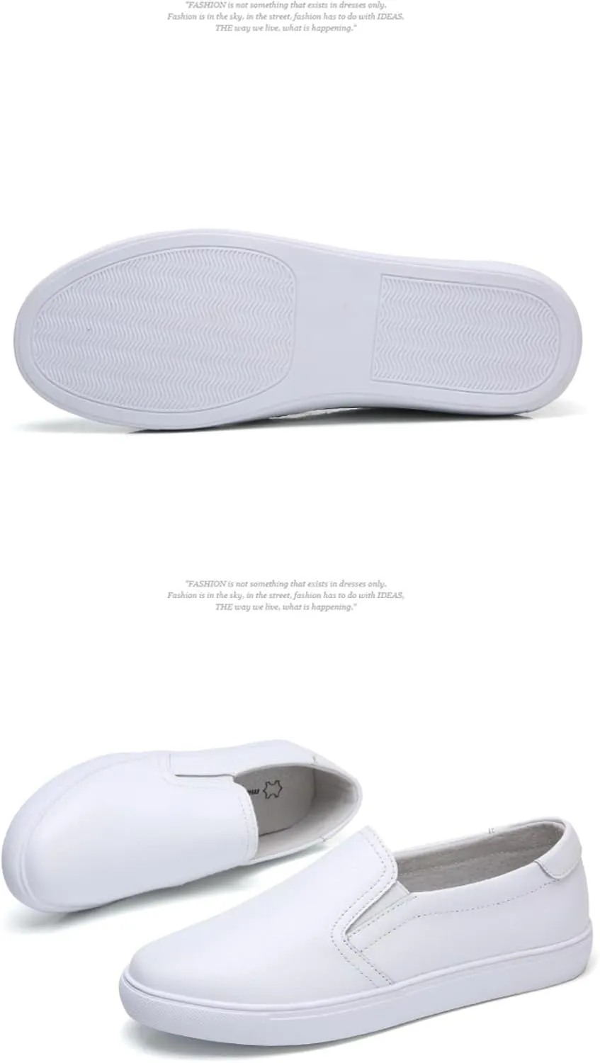 Womens Round Toe Wide Shoes Breathable Lightweight Loafers for Elderly Women Walking Nurse Work Flat Slip-On Shoes