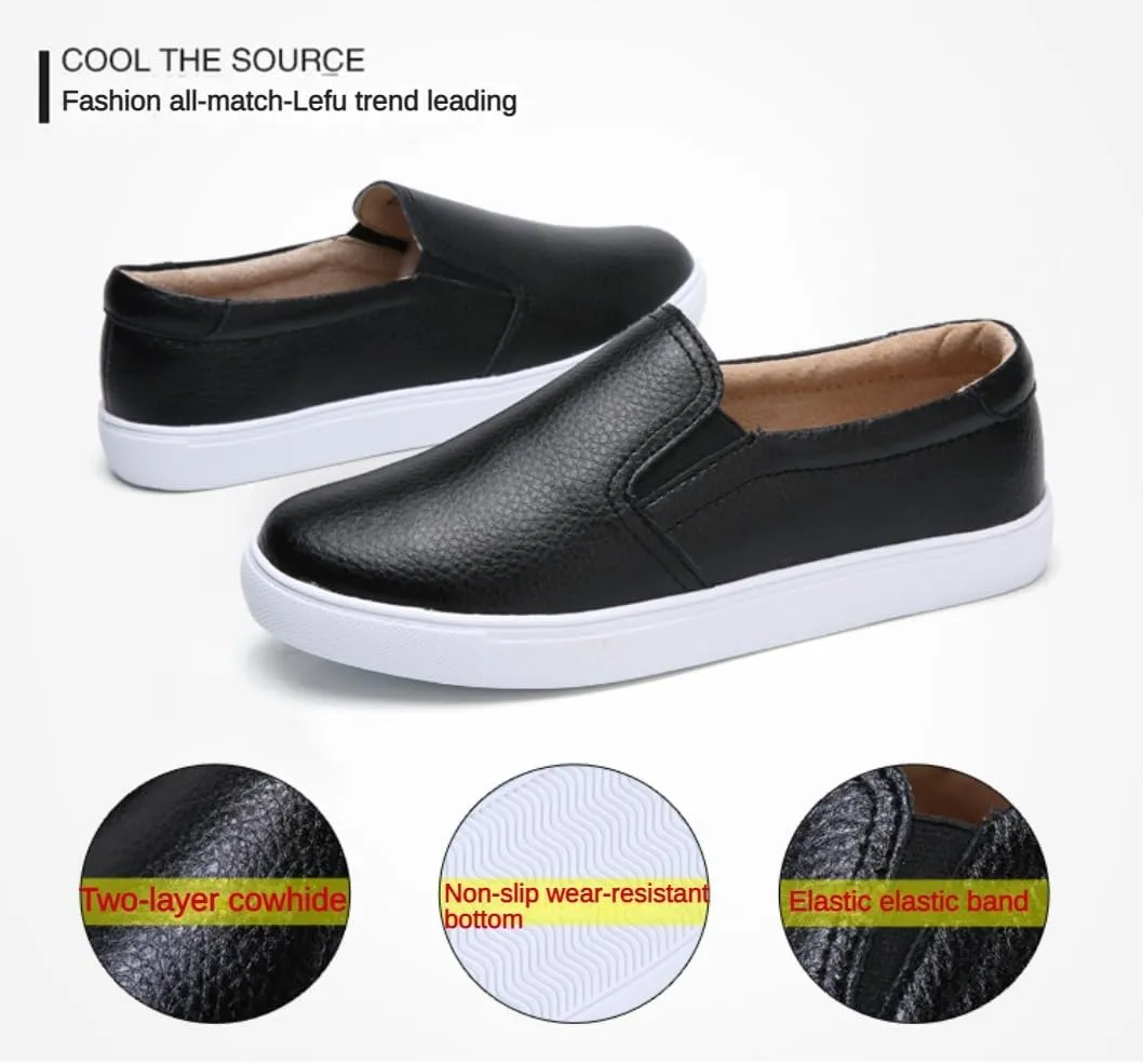 Womens Round Toe Wide Shoes Breathable Lightweight Loafers for Elderly Women Walking Nurse Work Flat Slip-On Shoes