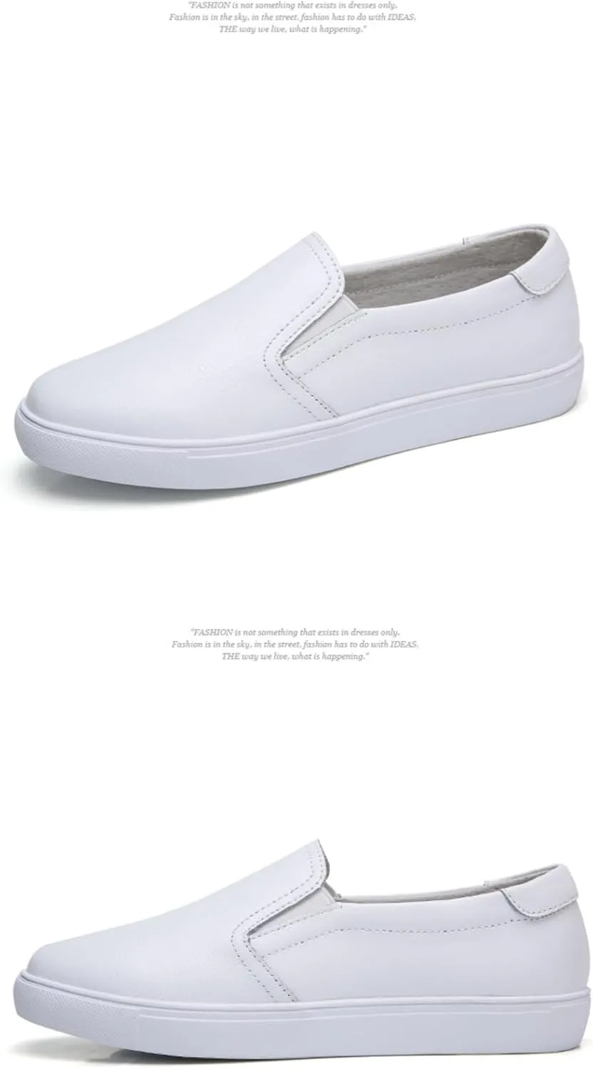 Womens Round Toe Wide Shoes Breathable Lightweight Loafers for Elderly Women Walking Nurse Work Flat Slip-On Shoes