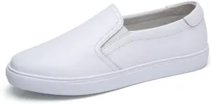 Womens Round Toe Wide Shoes Breathable Lightweight Loafers for Elderly Women Walking Nurse Work Flat Slip-On Shoes