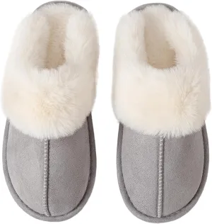 Womens Slipper Memory Foam Fluffy Soft Warm Slip On Anti-Skid House Slippers,Cozy Plush for Indoor Outdoor