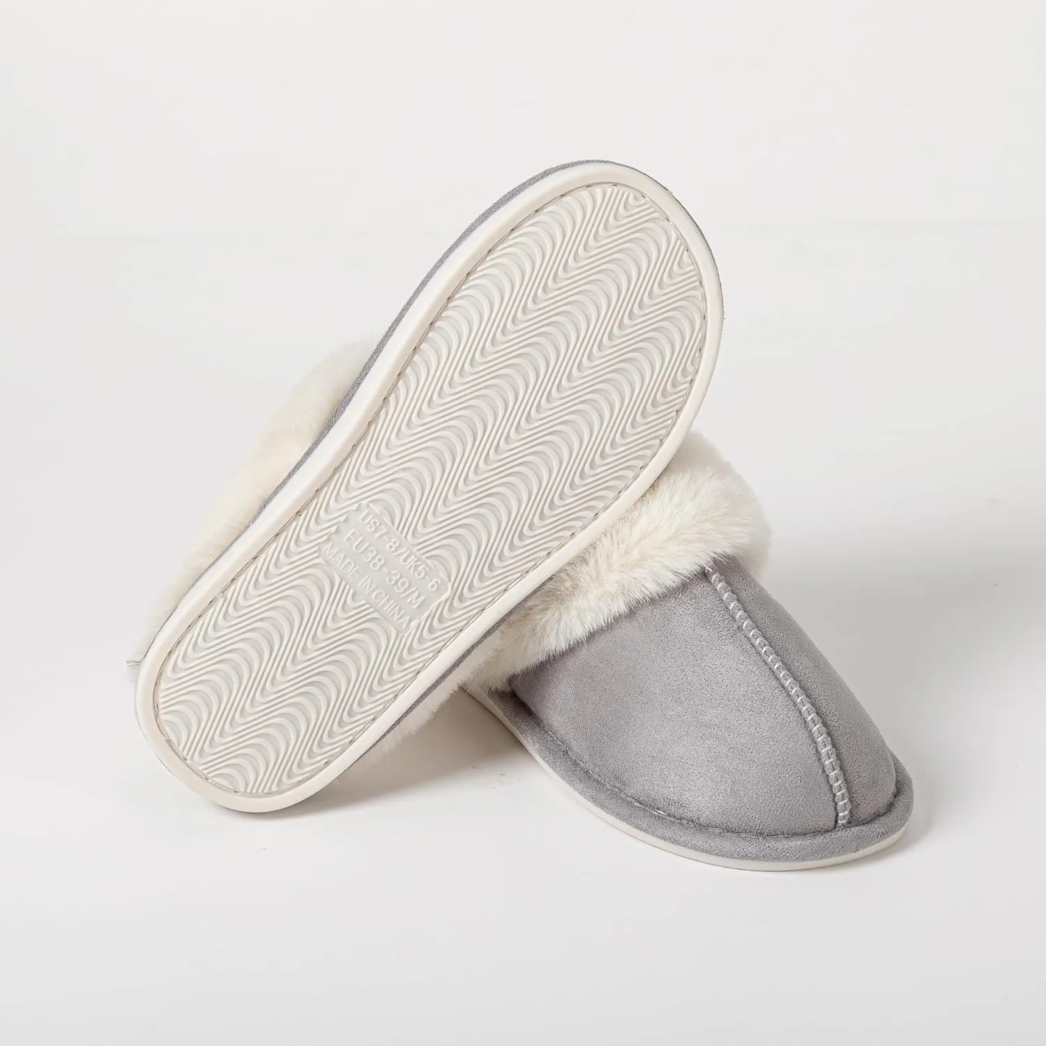 Womens Slipper Memory Foam Fluffy Soft Warm Slip On Anti-Skid House Slippers,Cozy Plush for Indoor Outdoor