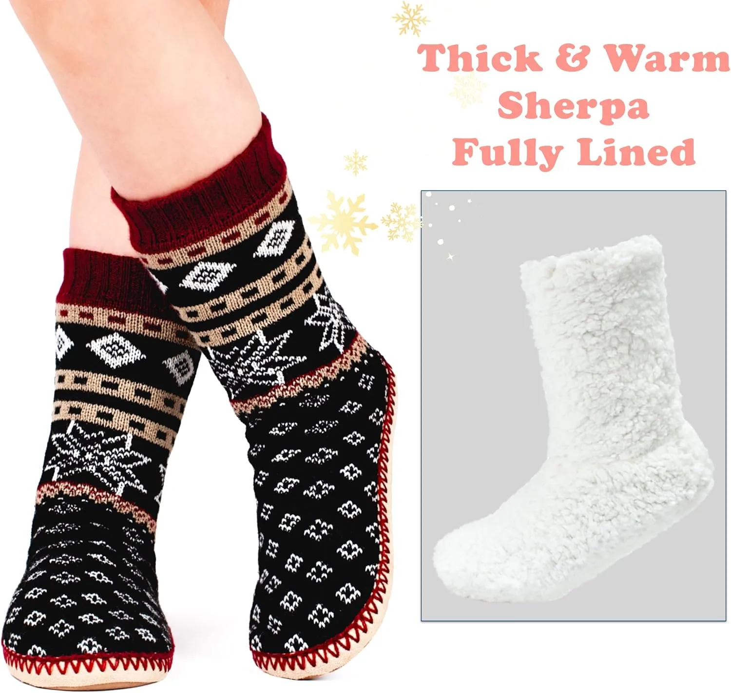 Women's Slipper Socks, Warm Fuzzy House Boots, Winter Fluffy Indoor Shoes, Cozy Christmas Gifts Unique