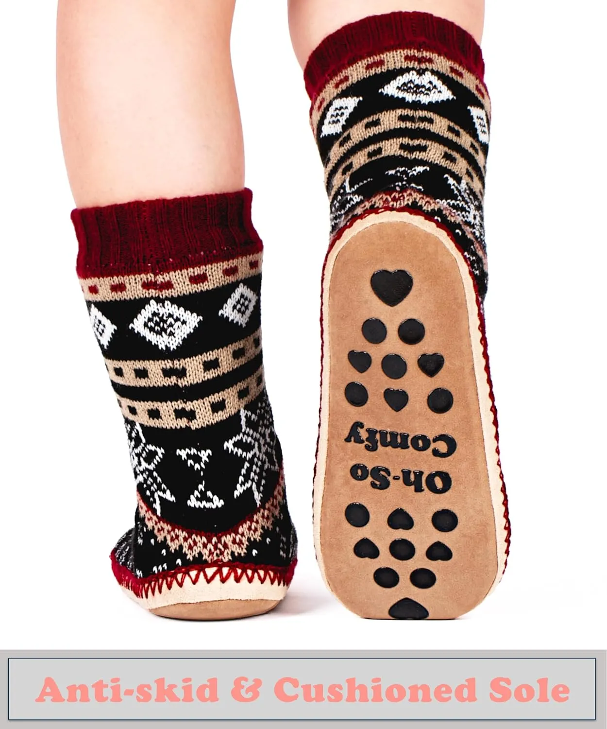 Women's Slipper Socks, Warm Fuzzy House Boots, Winter Fluffy Indoor Shoes, Cozy Christmas Gifts Unique