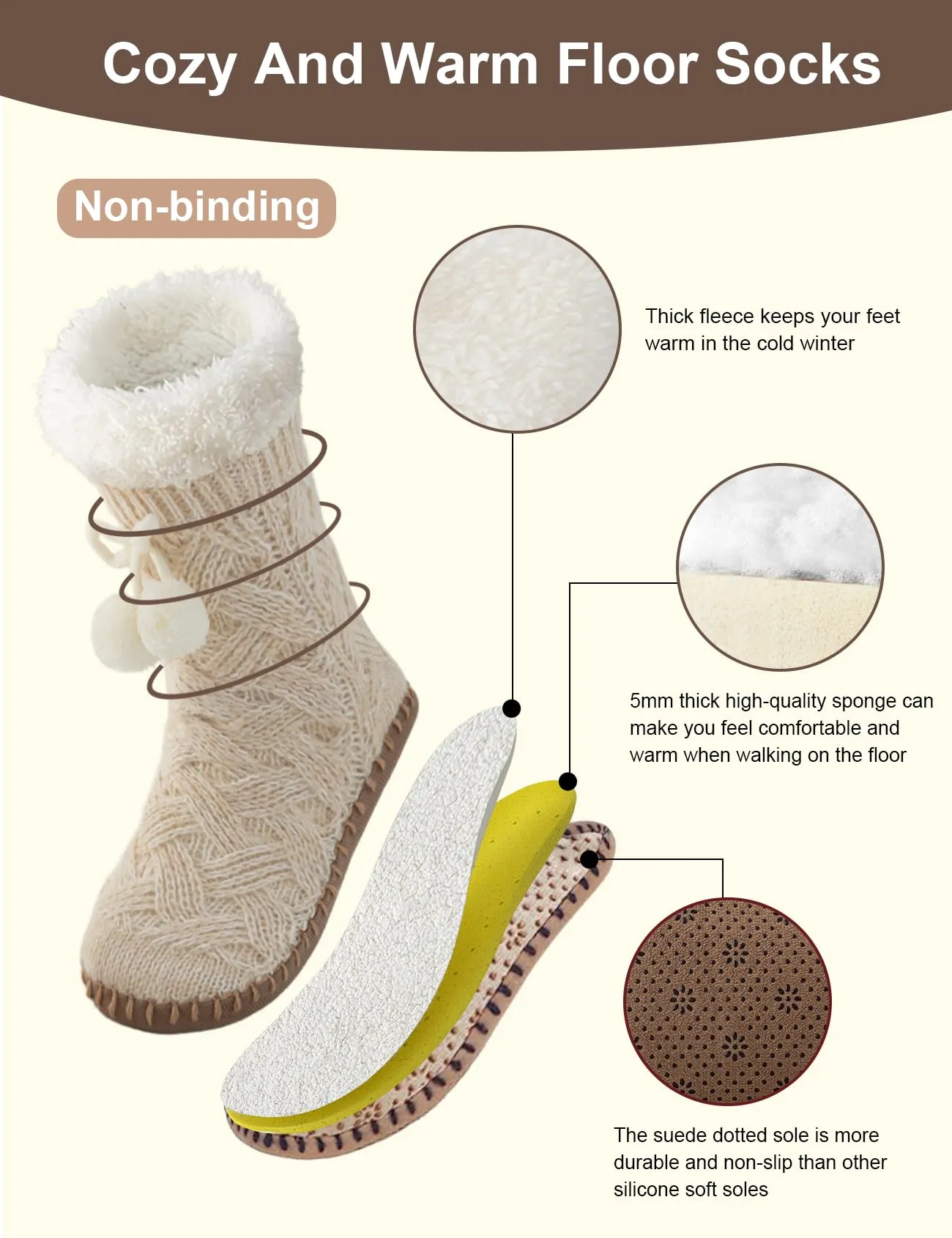 Women's Slipper Socks with Non-Slip Sole