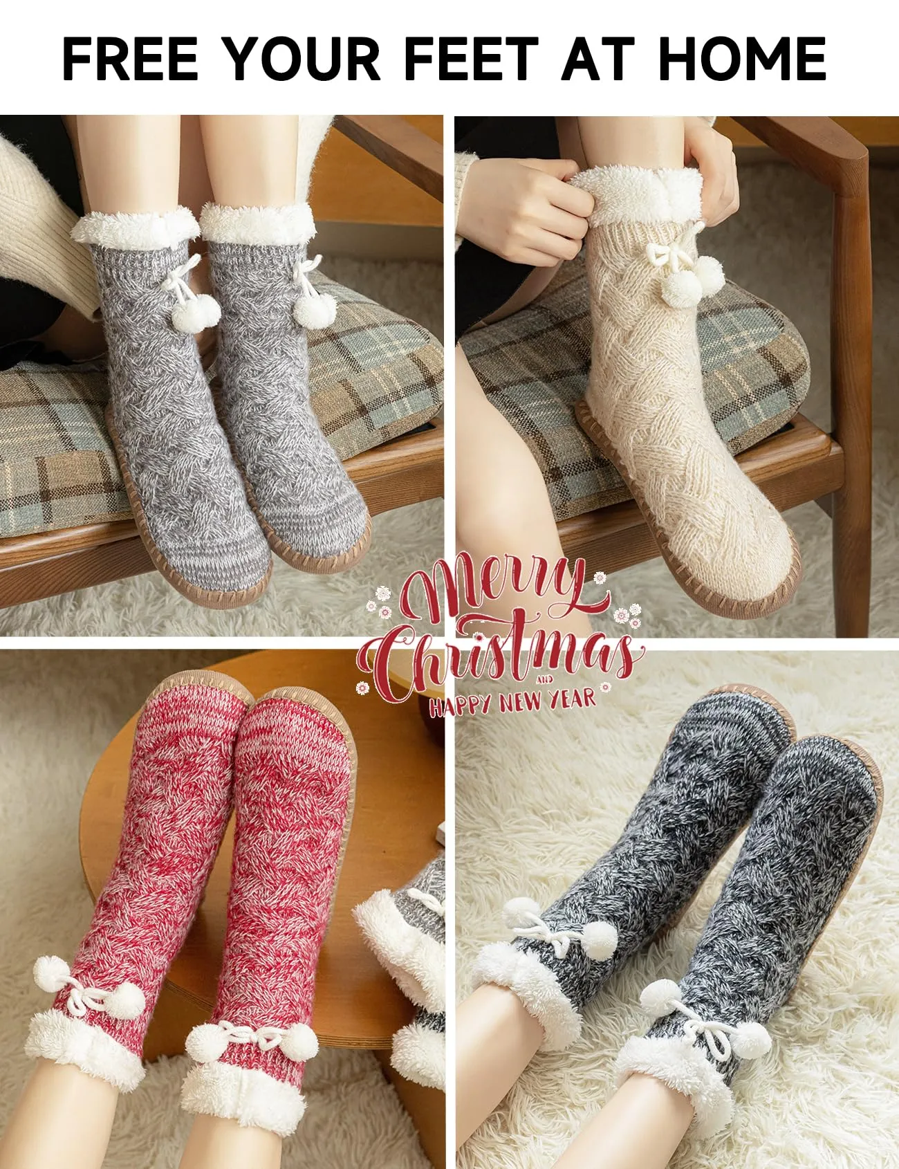 Women's Slipper Socks with Non-Slip Sole