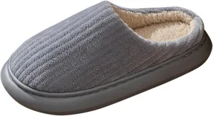 Womens Slippers Plush Lined Striped Slip On Slipper Non Slip Casual Bedroom Slippers for Men Cozy Cotton Slippers