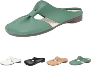 Women's Soft Sole Knot Mules,2025 Cut Out Design Flat Mules for Women,Lightweight Round Toe Backless Non-Slip Sandals