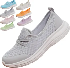 Women's Soft Sole Mesh Comfort Orthopedic Shoes,Lightweight Arch Support Walk Shoes,Slip On Flat Low Top Casual Sneaker