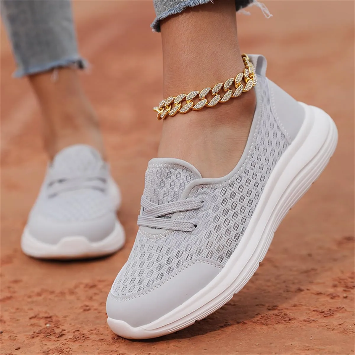Women's Soft Sole Mesh Comfort Orthopedic Shoes,Lightweight Arch Support Walk Shoes,Slip On Flat Low Top Casual Sneaker