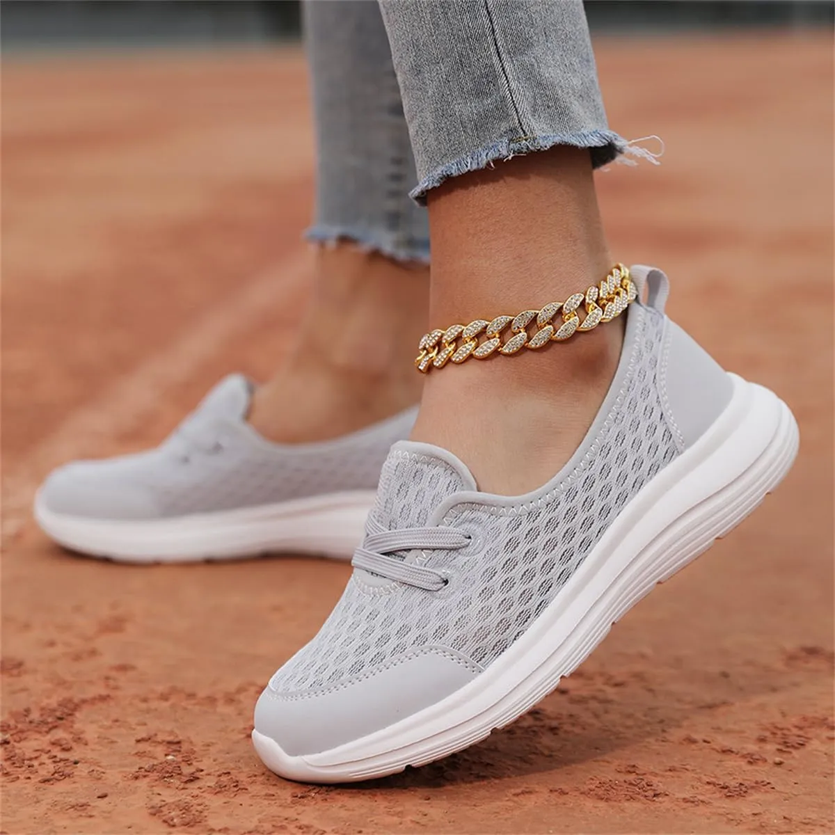 Women's Soft Sole Mesh Comfort Orthopedic Shoes,Lightweight Arch Support Walk Shoes,Slip On Flat Low Top Casual Sneaker