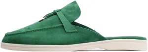Women’S Suede Leather Round Toe Flat Slip-On Casual Mules with Tassel for Daily Shopping and Walking