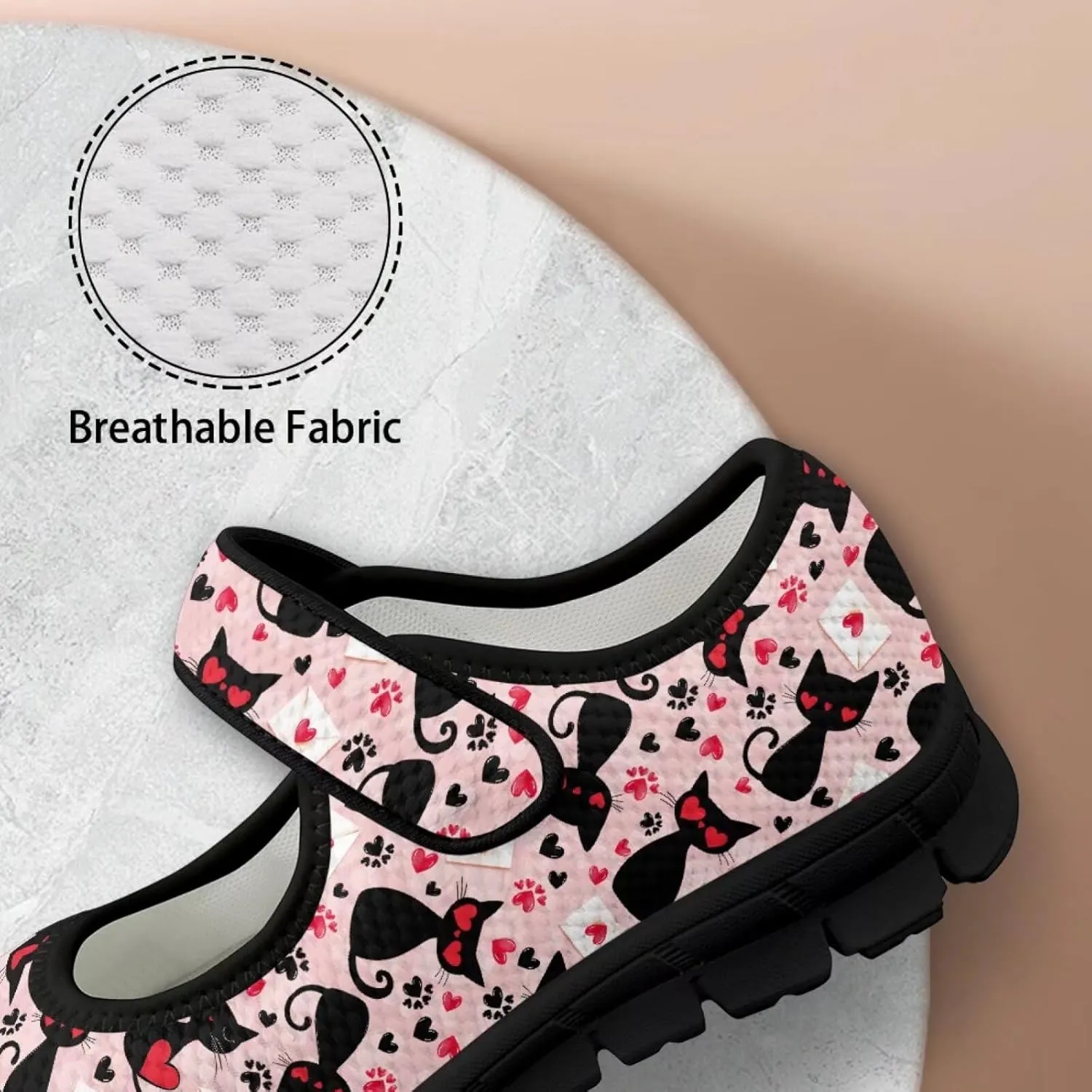 Women's Walking Shoes Lady Fashion Mary Jane Sneakers Breathable Adjustable Working Flat Shoes