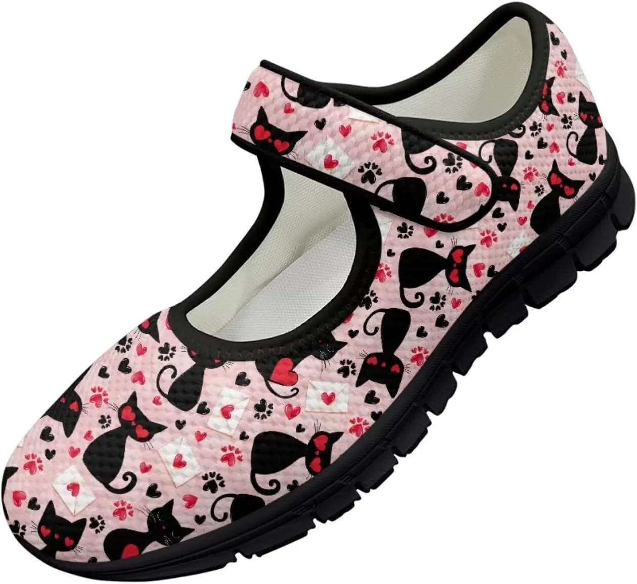 Women's Walking Shoes Lady Fashion Mary Jane Sneakers Breathable Adjustable Working Flat Shoes