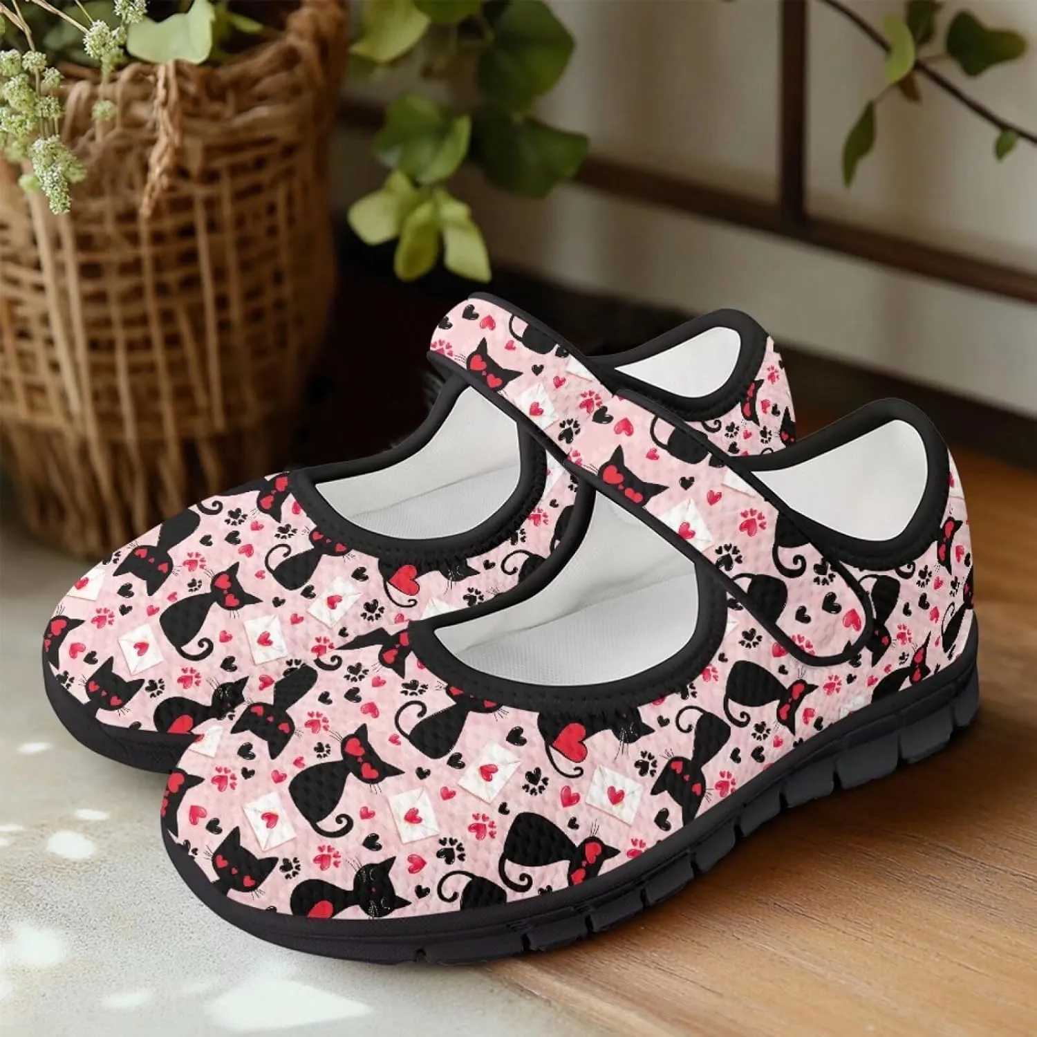 Women's Walking Shoes Lady Fashion Mary Jane Sneakers Breathable Adjustable Working Flat Shoes