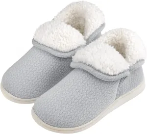 Womens Warm Bootie Slippers Comfy Memory Foam Plush Fleece Winter Indoor House Shoes
