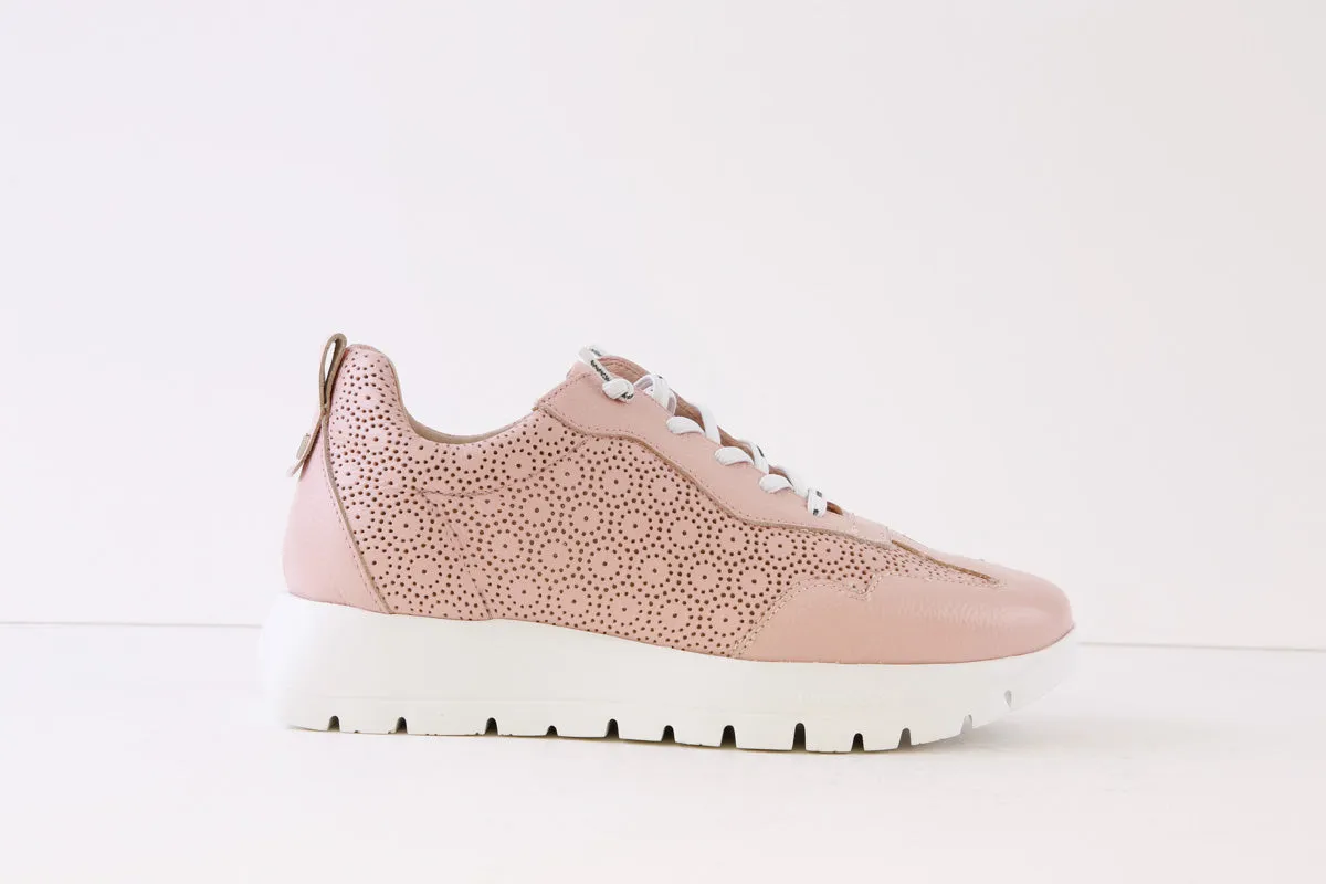 WONDERS - A-2440 FLAT LACED SHOE - PINK LEATHER