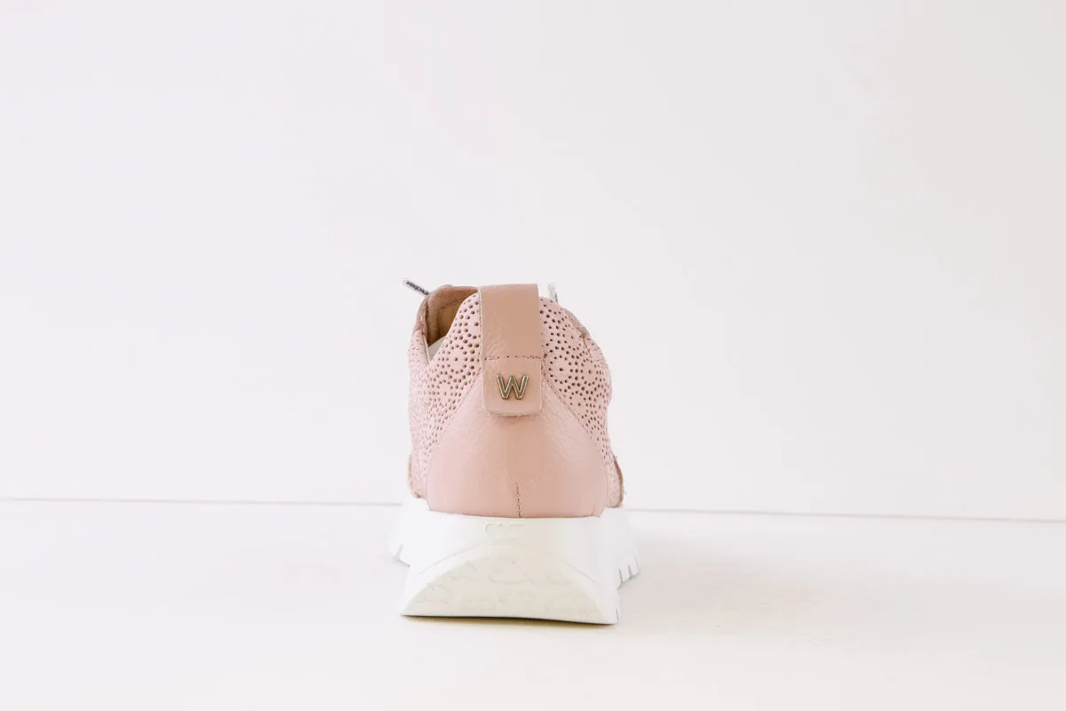 WONDERS - A-2440 FLAT LACED SHOE - PINK LEATHER