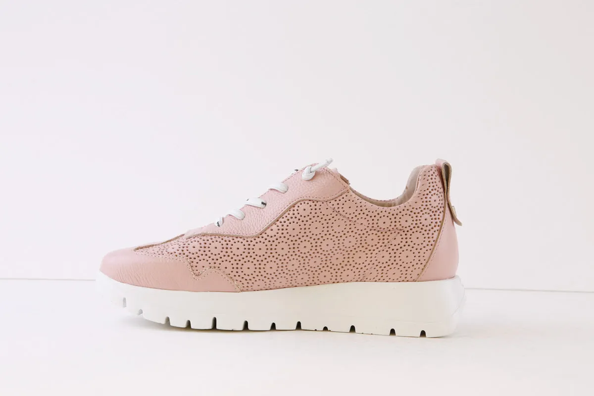 WONDERS - A-2440 FLAT LACED SHOE - PINK LEATHER