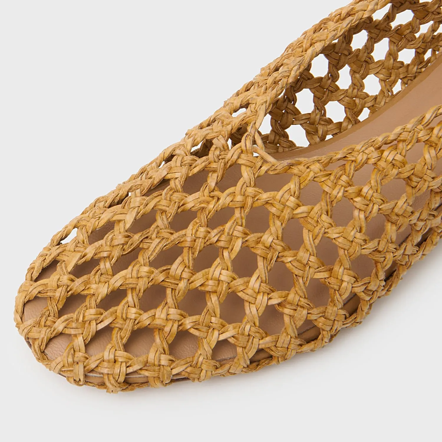 Woven Mesh Ballet Flats for Women Round Toe Slip On Fishnet Mary Janes Comfy Walking Ballerina Flat Shoes